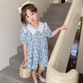

2020 New Girls Printed Dress Fashion Summer Cotton Girls Dresses 2-7 Years QH411