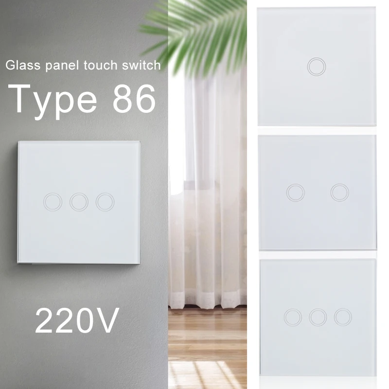 

White 220V Wall Light Touch Switch Wireless Wall Switch Durable Way Remote Panel Switch Homes Elegant