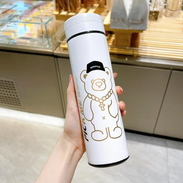 450ML Cartoon Vacuum Flask Cute Animal Thermos Bottle Stainless Steel Water Bottle Outdoor Portable Water Cup Travel Mug bear-2