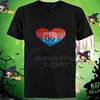 Men's T-shirt 100% Cotton Love Heart Shape Logo Light Up LED  T shirt Sound Activated Flashing El Panel T-shirt 3