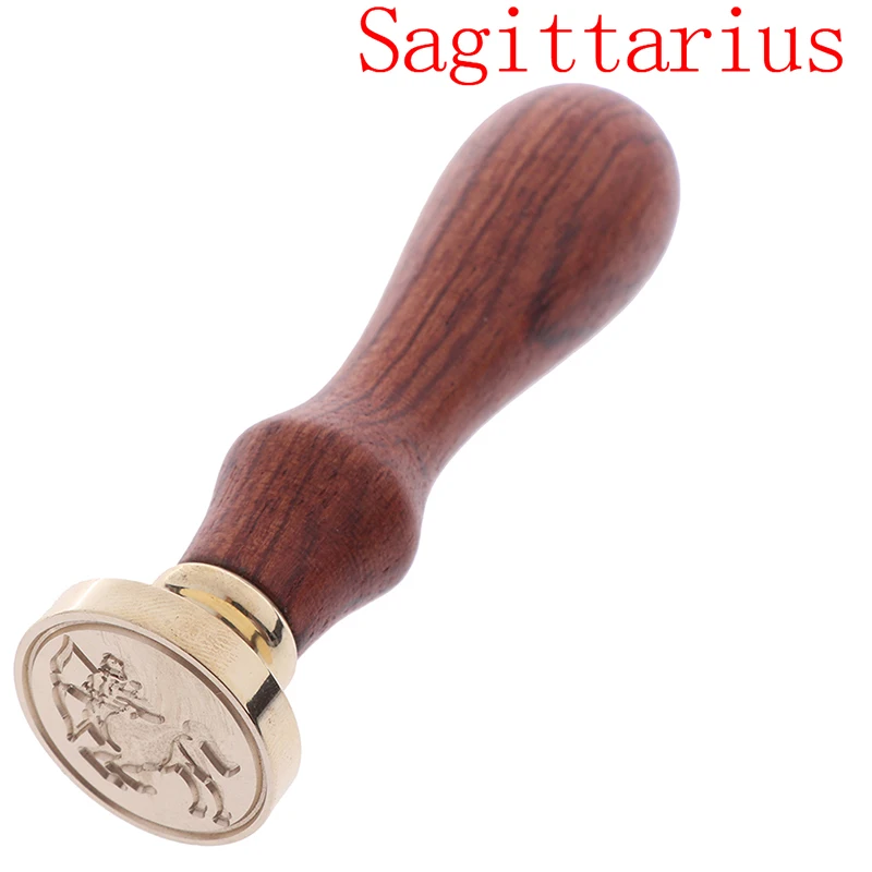 Sagittarius 12 Созвездие металлический уплотнительный воск штемпельный воск уплотнения зодиакальная созвездия символ Палисандр Ручка медные штампы "Зодиак" - Цвет: Sagittarius