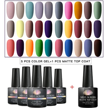 

MEET ACROSS Gel Nail Polish Set 8ml Matte UV Gel Polish Nail Kit UV Gel Matte Top Coat Set For Nail Art Varnish Manicure