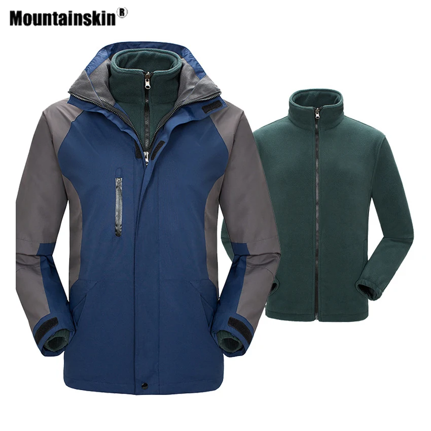 Mountainskin Winter Men Women Outdoor Thick Two-Piece Hiking Jackets Windproof Thermal Inside Fleece Skiing Camping Coats VA859 | Спорт и