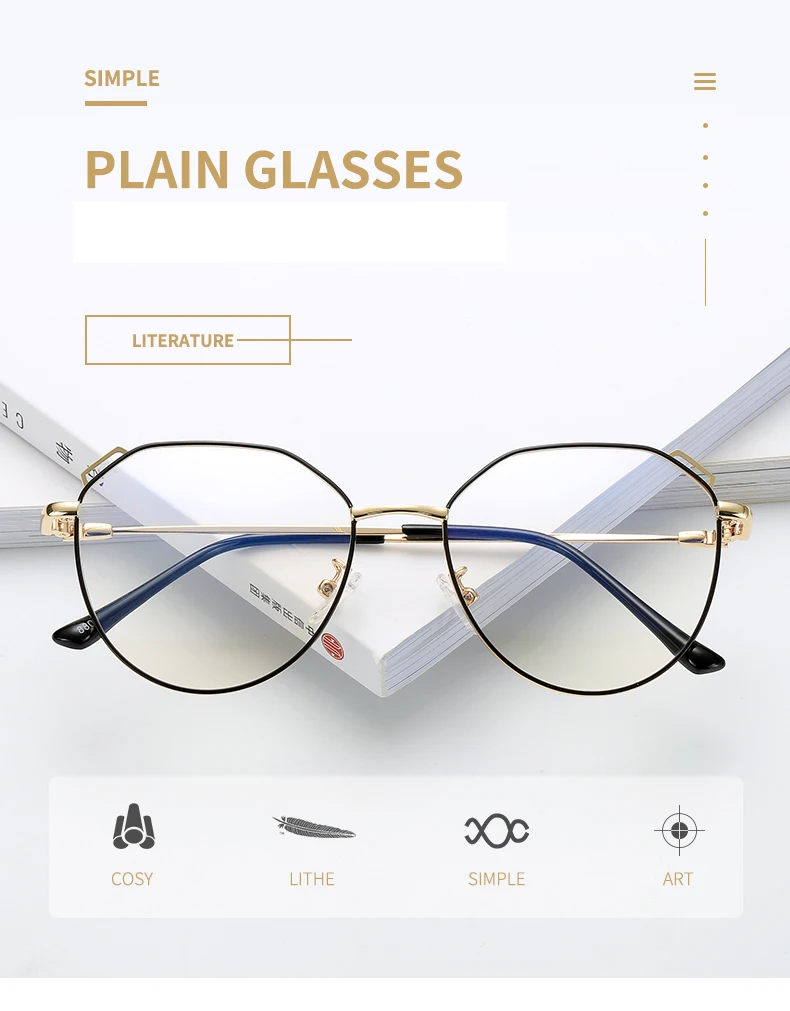 Metal Polygon Retro Glasses Frames Female Men Irregular Transpanrent Frame Women Flat Mirror with Fine Color Men Eyeglasses