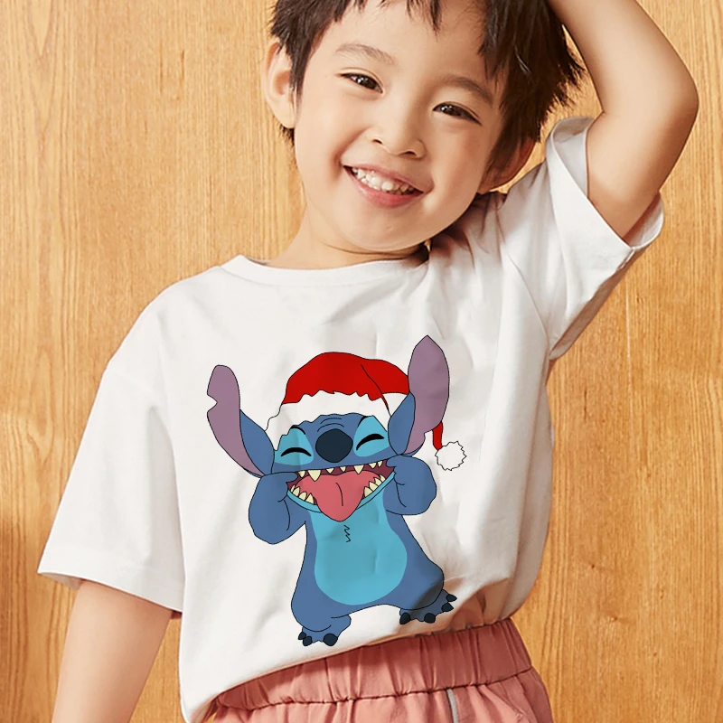 Disney con estampado de dibujos animados para niños y niñas, ropa de verano con estampado navideño, bonita camiseta de moda, blusa informal para bebé, Unisex|Camisetas| - AliExpress