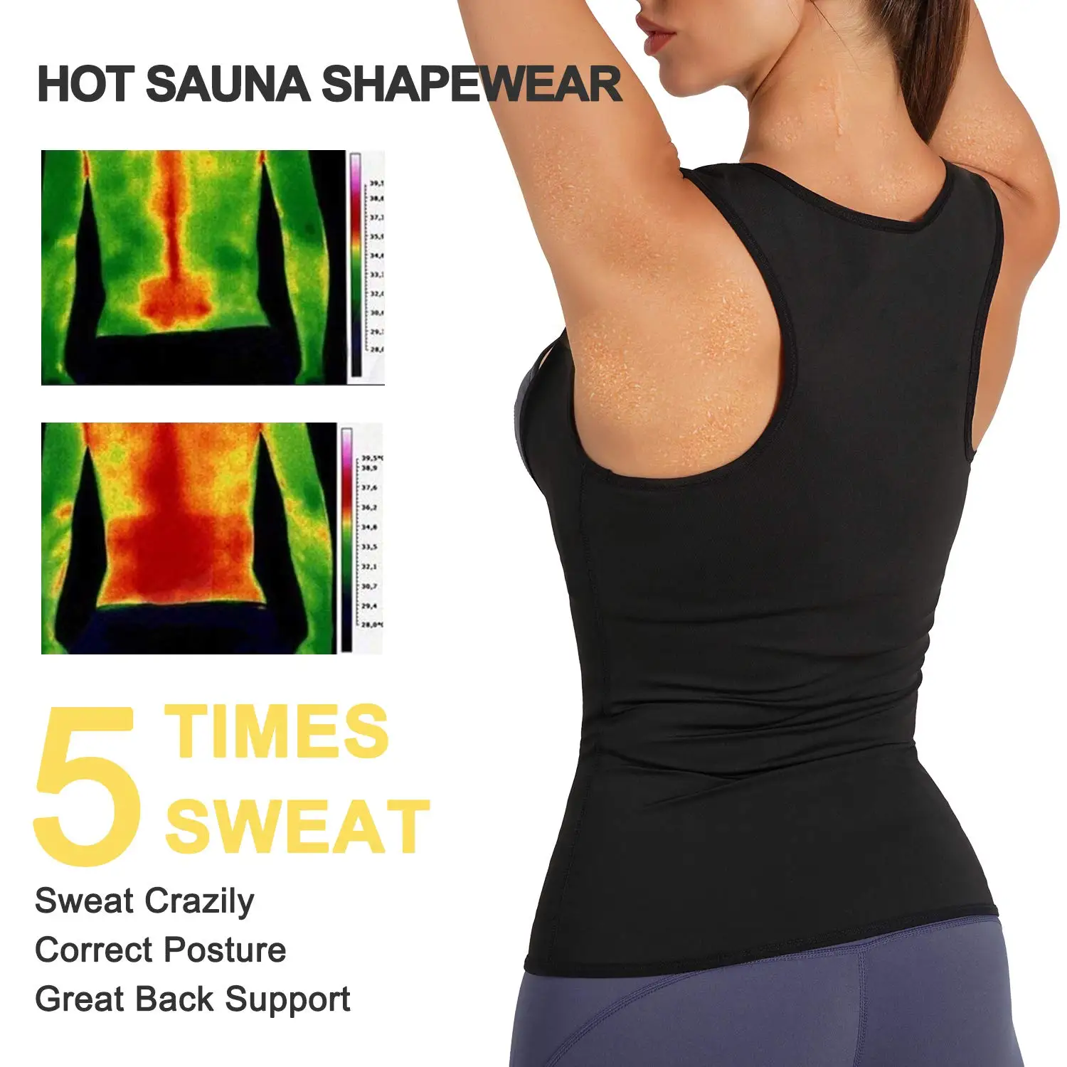 shapewear shorts Sweat Vest for Women Workout Training Heat Trapping Zipper Sauna Vest Slimming Tank Top Fat Burn Body Shaper Corset for Women spanxs