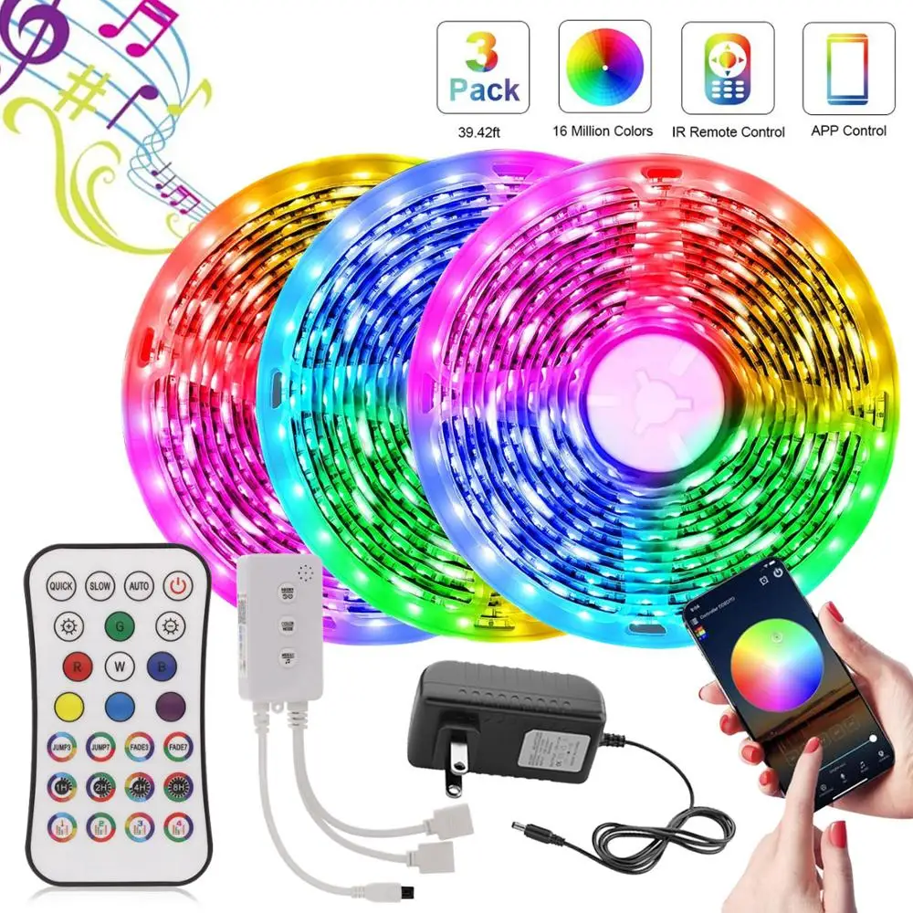 

LED Strip Bluetooth TV Background Lighting 16 Million Colors 12V Neon Strip Christmas Tree Lights Kitchen Ceiling Light Lighting