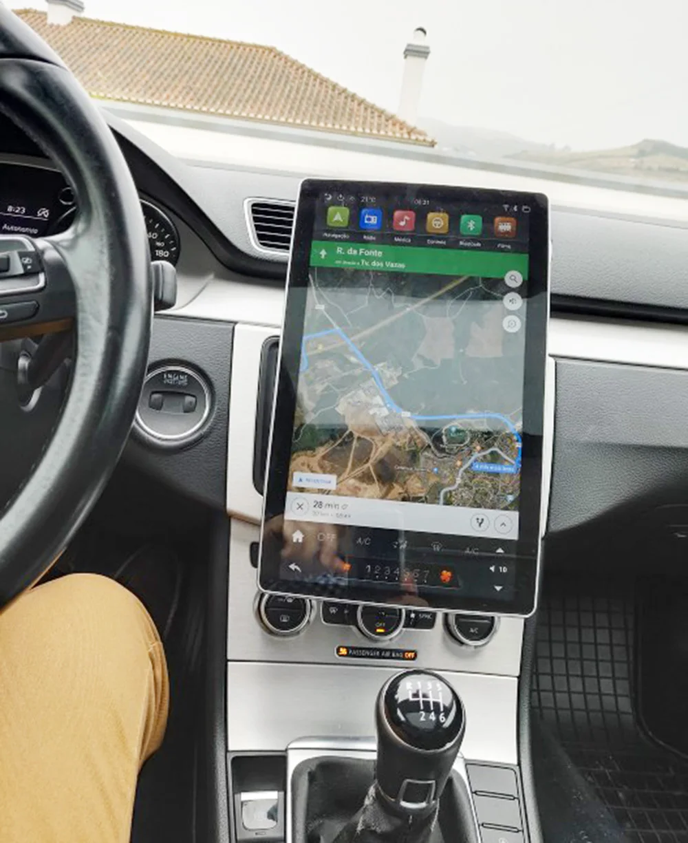 12,8 дюймов Android 8,1 автомобильный dvd-плеер gps универсальная Навигация стерео PX6 carplay ips 6 ядер движущийся вверх и вниз rotabl