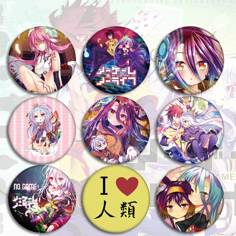 Anime No Game Life Badges on a Backpack Sora&ampShiro Icons Pins Badge Decoration Brooches Metal For Clothes DIY | Дом и сад