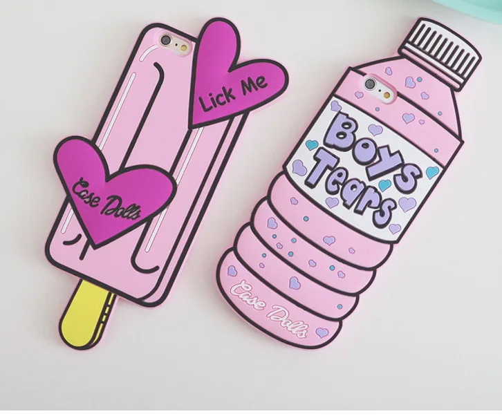 

For Apple Beverage Bottle Phone Case IPhone5/6 S/7/8 Plus Heart Ice Cream Protective Case
