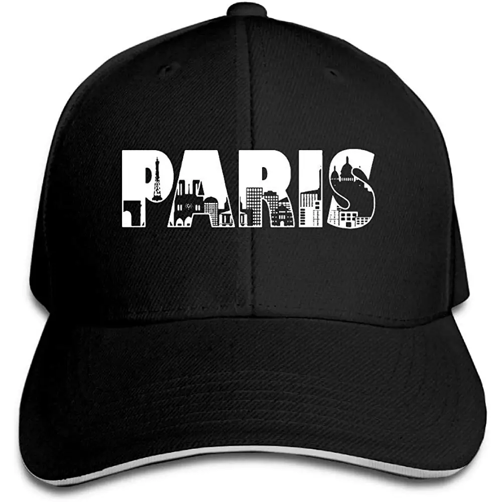 Для мужчин Wo Для мужчин s Пользовательские Париж Городской пейзаж текстовый контур для гольфа шляпа Регулируемый простой Бейсбол Кепки
