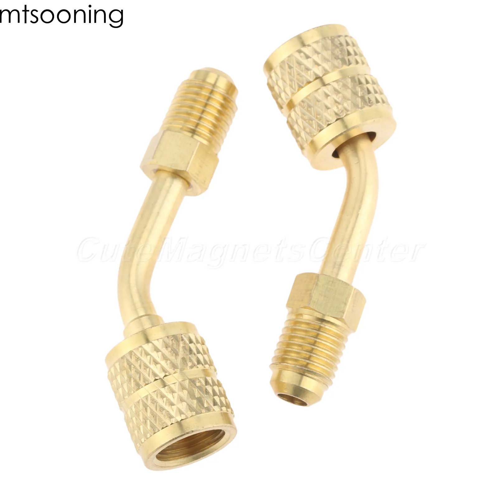 2Pcs R-410A Adattatore Angolato Connettore Della Porta Di Aria Condizionata Ad Angolo R410A 5/16 "Sae Femmina A 1/4" Sae Maschio