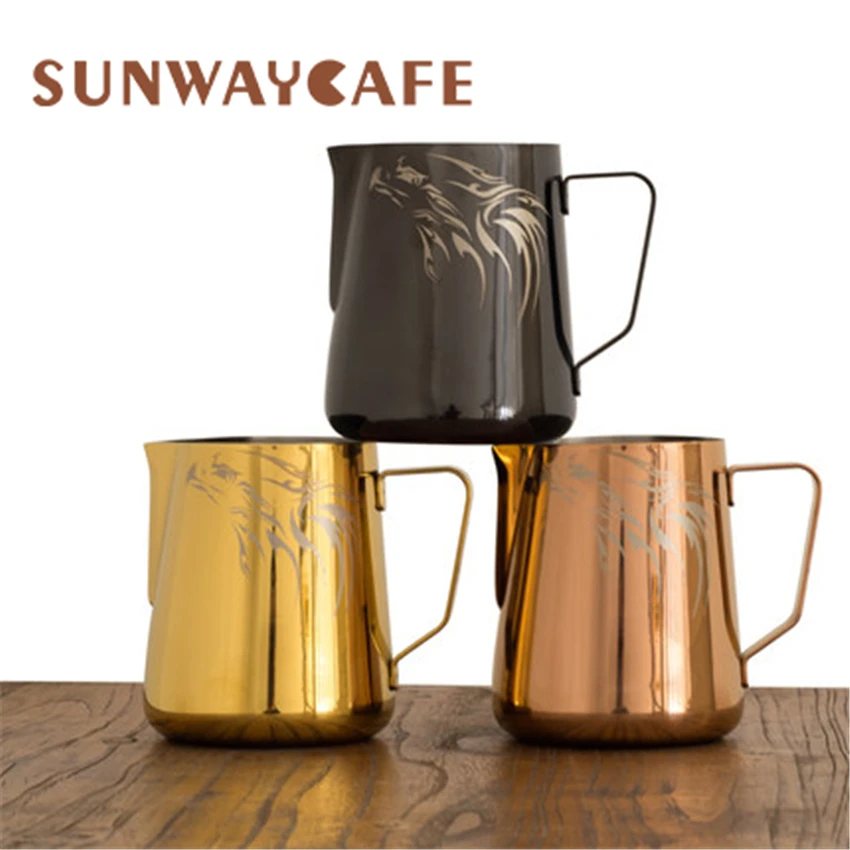 

750ml Stainless Steel Coffee Pitcher Milk Jug Frothing Pitcher Pull Flower Cup Espresso Tools Cafe Accessories For Barista