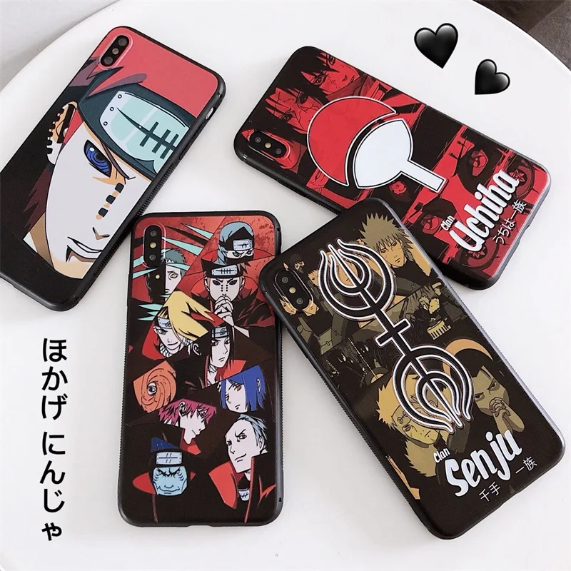 

Luxury Cool Japan Anime Naruto relief Soft TPU Phone Case For iPhone X 8 7 6 6S s Plus XR XS Max Soft Silicone Back Cover