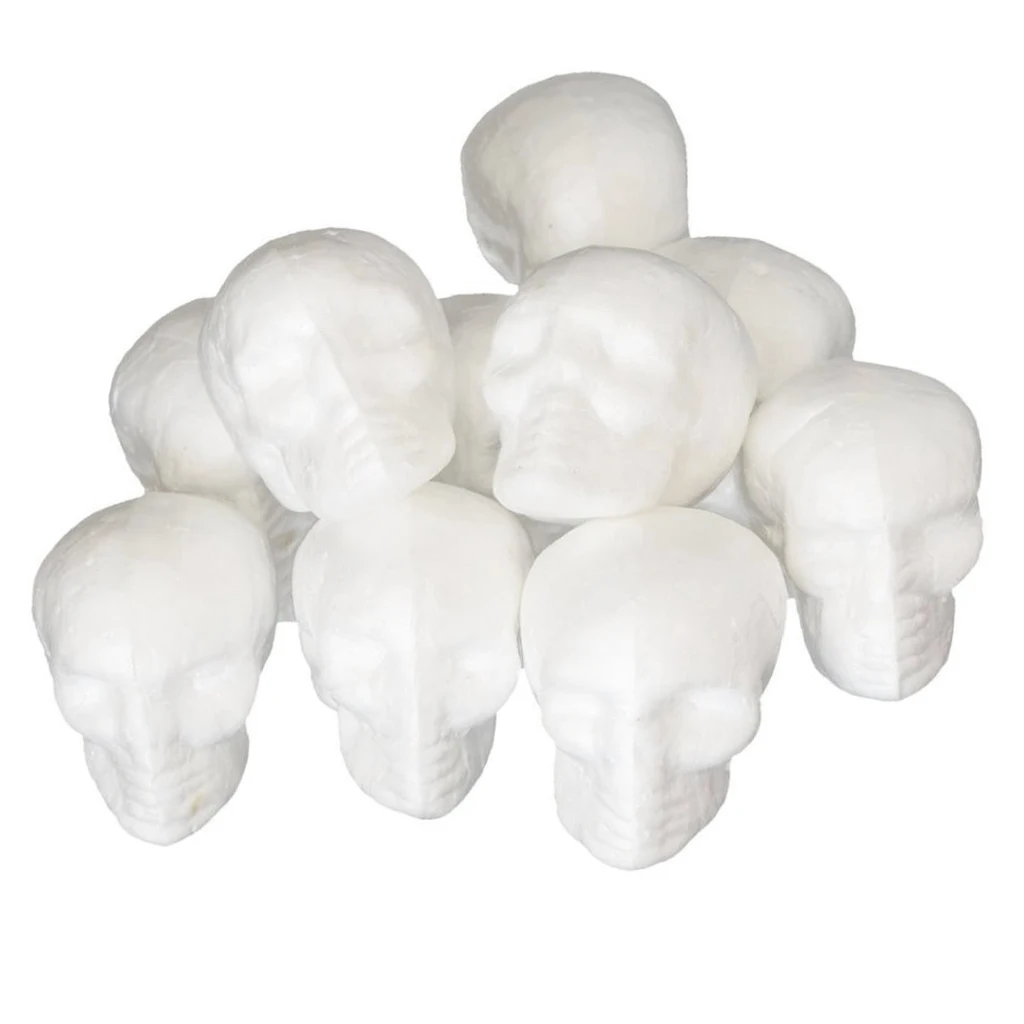 10 Polystyrene Foam Halloween Skull White Styrofoam Ball Party Craft