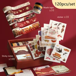 Ensemble de papeterie INS 120 pièces, 10 rouleaux de ruban adhésif Washi, 100 Notes autocollantes, ruban de masquage adhésif décoratif Kawaii pour Scrapbook 
