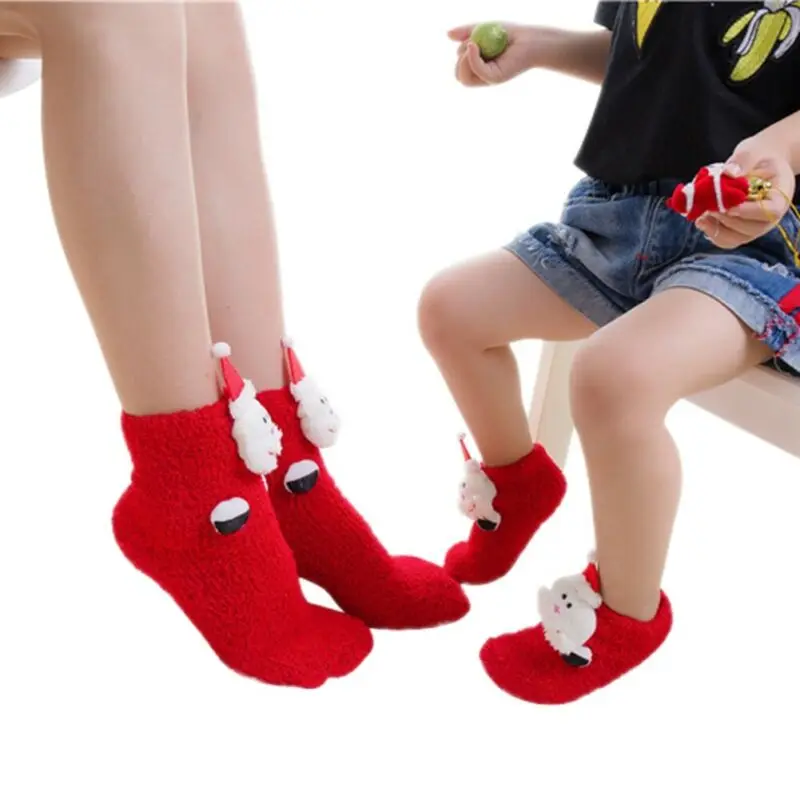 Новейшая модель носков для всей семьи рождественские маскарадные носки для взрослых, женщин и детей мягкие Рождественские теплые носки до лодыжки, г., новогодние носки для маленьких женщин