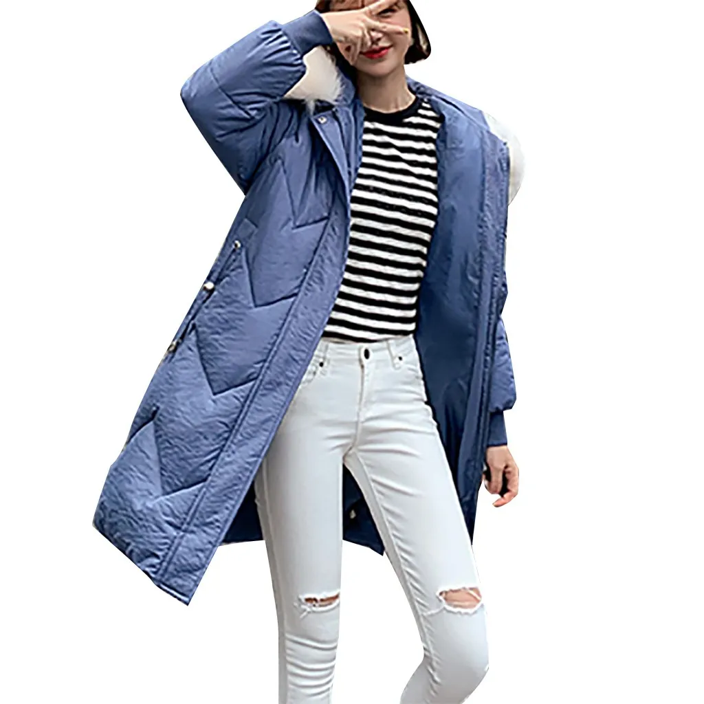 Women Down Jacket With Fur Hooded Long Coat Cotton Padded Warm Parka Womens Parkas Warm Hooded Women Outerwear Parka