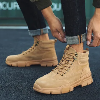 

Men's Sneakers Casual Shoes Flock Sneakers Man Trainers Masculino Zapatillas Hombre Footwear Tooling Shoes High Top Martin Boots