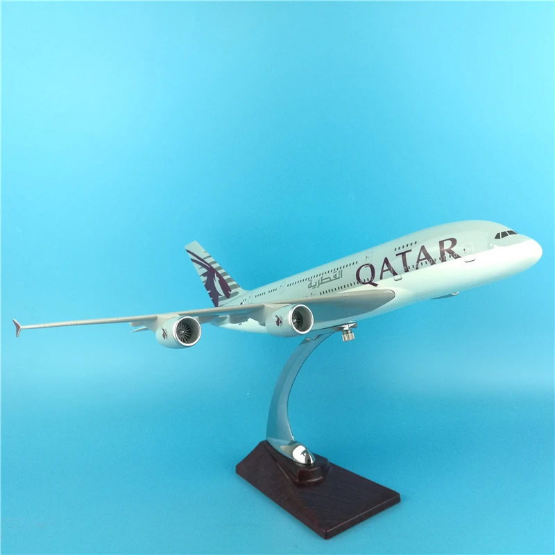 1:200 масштаб Airbus A380 модель самолета Катара 37 см самолет сплав с базой