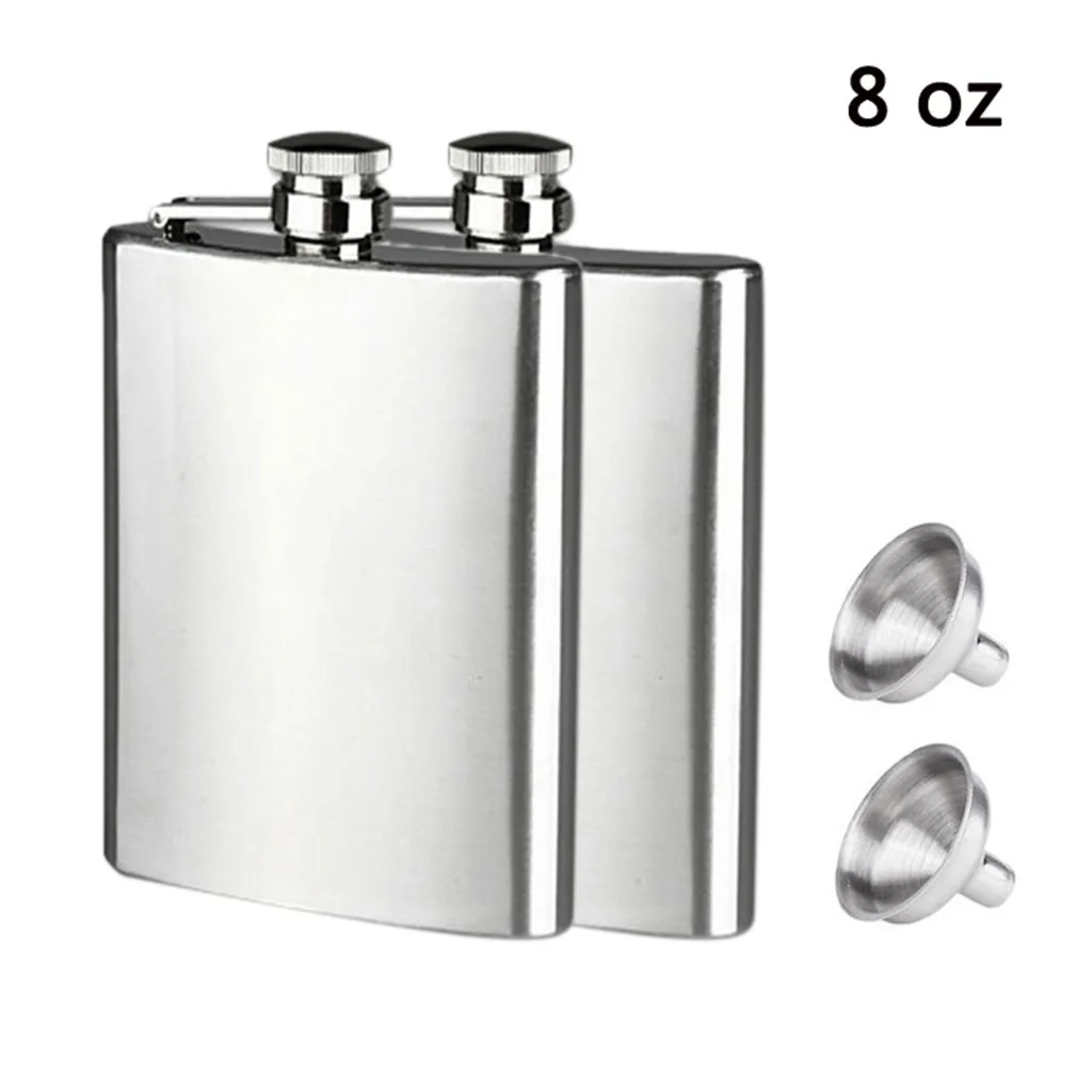 8oc Stainless Steel Hip Flasks Pocket Flask Alcohol Whiskey Liquor Screw Cap Funnel | Дом и сад