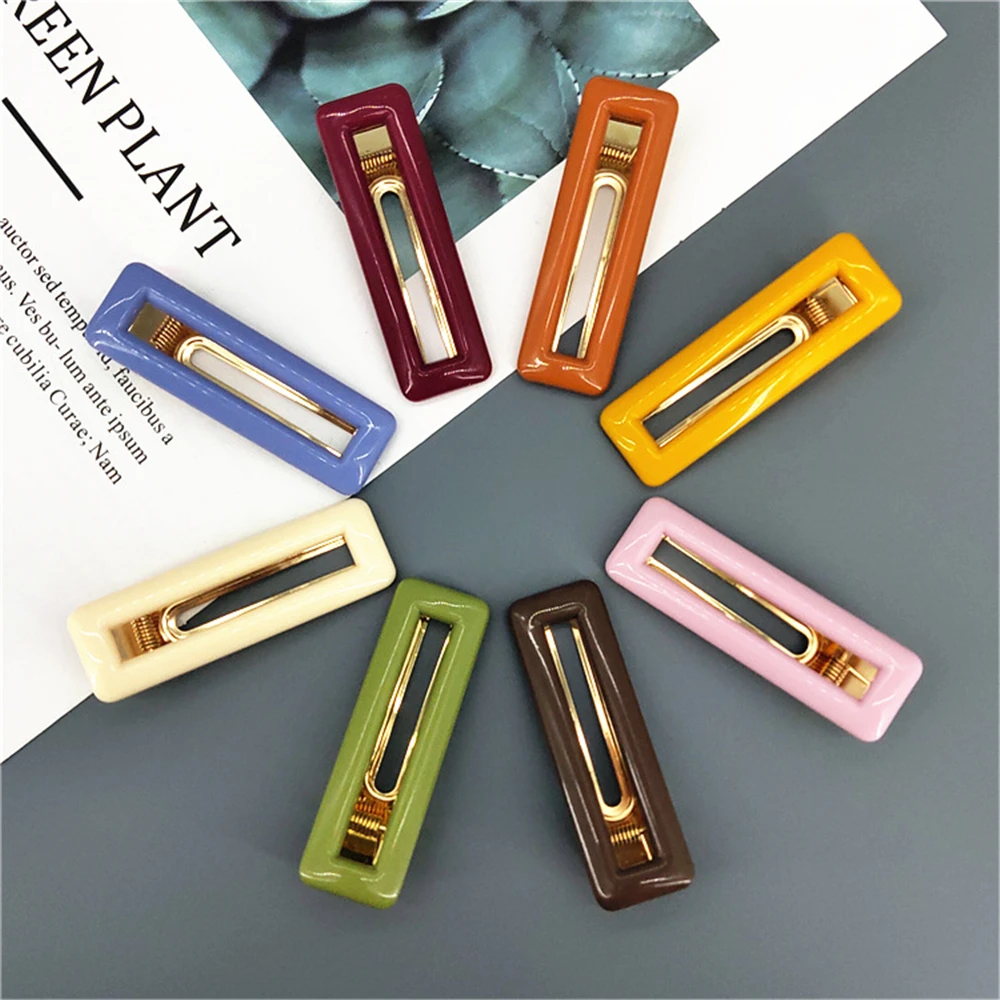 

Japanese Style Acrylic Hair Clips Geometric Hollow Duckbill Hairpins for Women Barrettes Hair Accessories Hair Styling