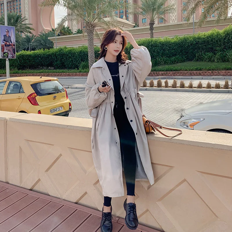 

2019 Spring And Autumn New Style Trench Coat Women's Mid-length Korean-style Loose Fashion Elegant Versatile over-the-Knee Corse