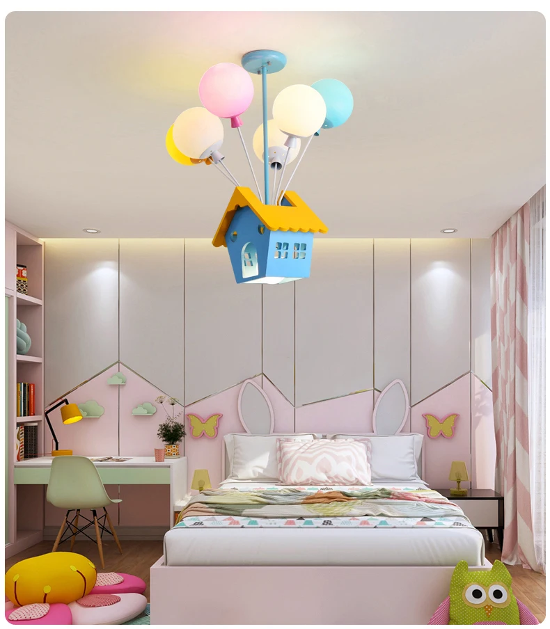 Мультяшная креативная цветная воздушная подвеска в виде шара, лампа для мальчиков и девочек, детская спальня, лампа для детской комнаты, современный светодиодный дом, нордический декор, свет