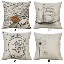 Автомобильная подушка льняная смесь наволочка 45x45 см простая льняная креативная Милая Подушка Наволочка Чехол для подушечки в машину W917