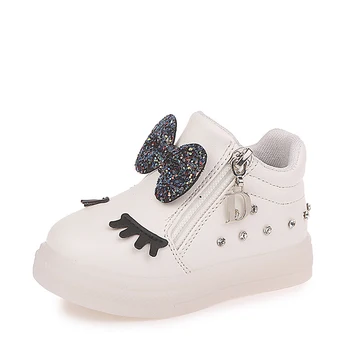 

Girls Casual Cartoon PU Kids LED Luminous Crystal Rubber Sole Bowknot Baby