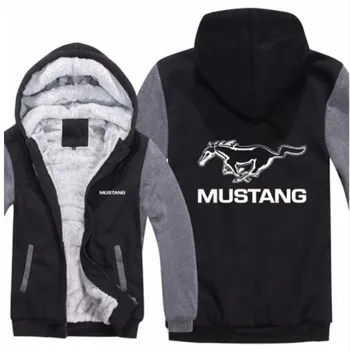

Ford Mustang Hoodies Jacket Winter Mans Unisex Casual Wool Liner Fleece Man Coat Mustang 50 Years Sweatshirts Pullover