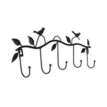 

Iron Birds Leaves Hat/Towel/Coat Wall Decor Clothes Hangers Racks W/ 5 Hooks 45 * 5 * 17 Cm Clothes Hangers