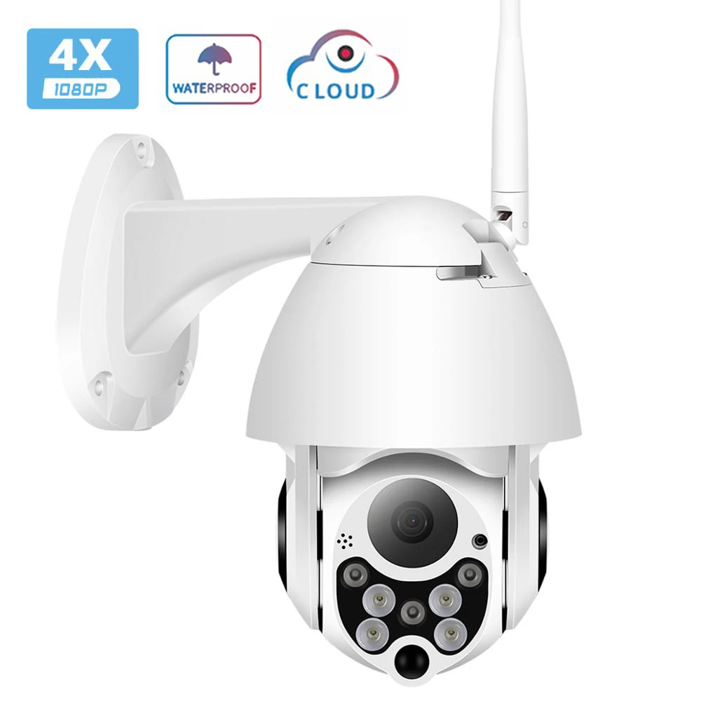 

Wireless PTZ IP Camera 1080P Cloud Storage 4X Digital Zoom Speed Dome Camera Outdoor WIFI Audio P2P CCTV Surveillance
