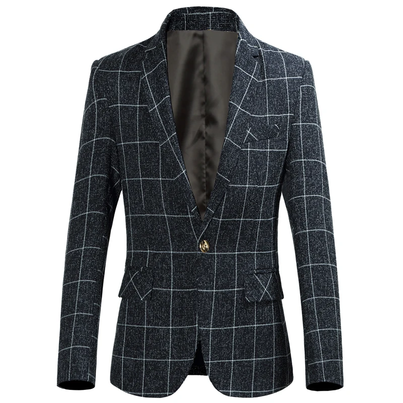 

2019 Spring Autumn Luxury Casual Plaid Men Blazers New Fashion Brand High Quality Slim Fit Suit Chinese Jacket