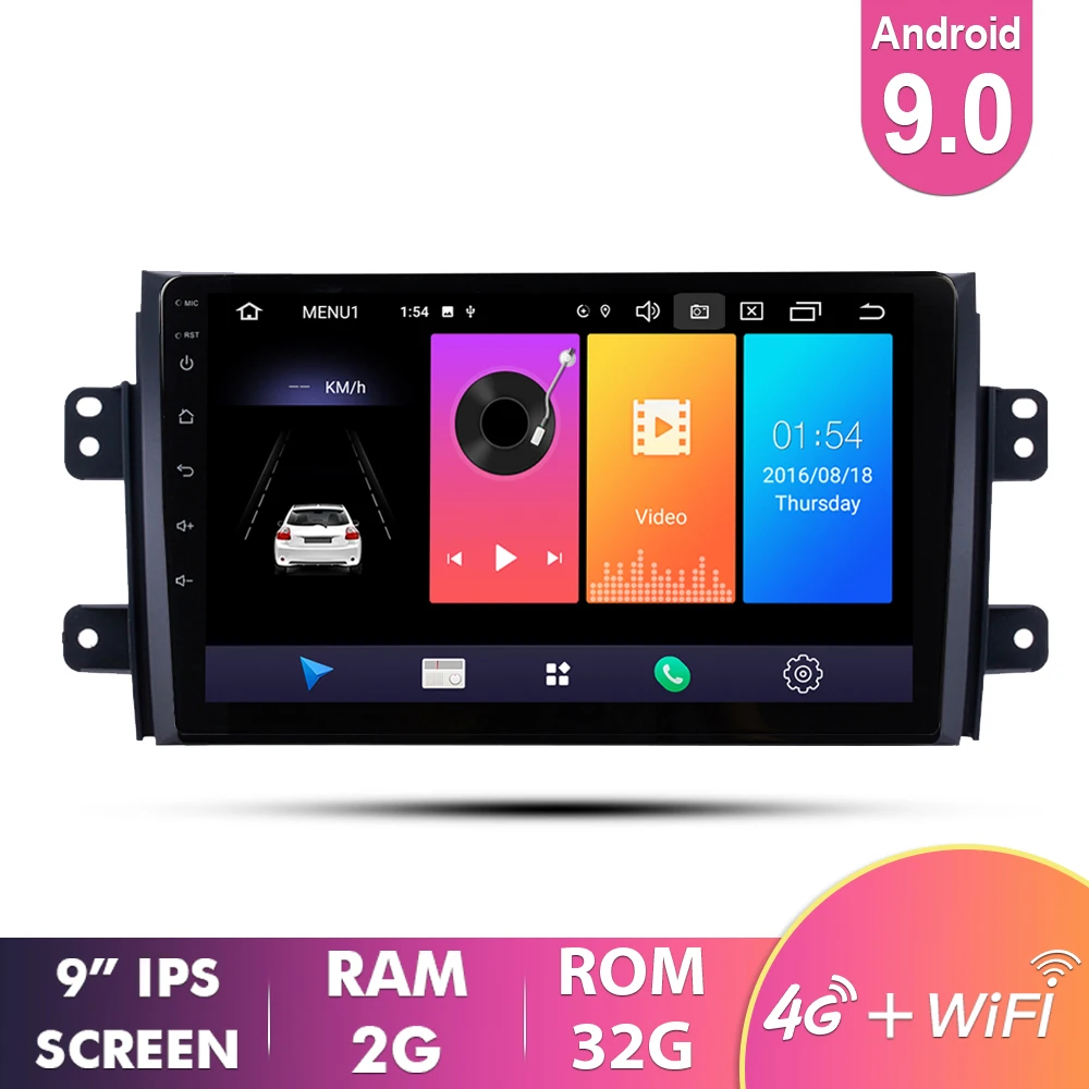 2G 32G EKIY 9 ''ips Android 9,0 автомобильный радио мультимедиа для Suzuki SX4 2006-2012 3g/4G/wifi No 2 Din Авто стерео 4G плеер gps навигация - Цвет: 2G 32G