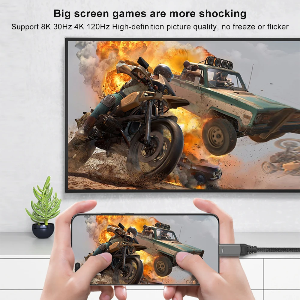 ƺ º Ʈ HD USB C to HDMI ȣȯ 2.1 ̺, HDR Ʈ 3 to HDMI ̺, 8K, 30Hz, 4K, 120Hz, 48Gbps