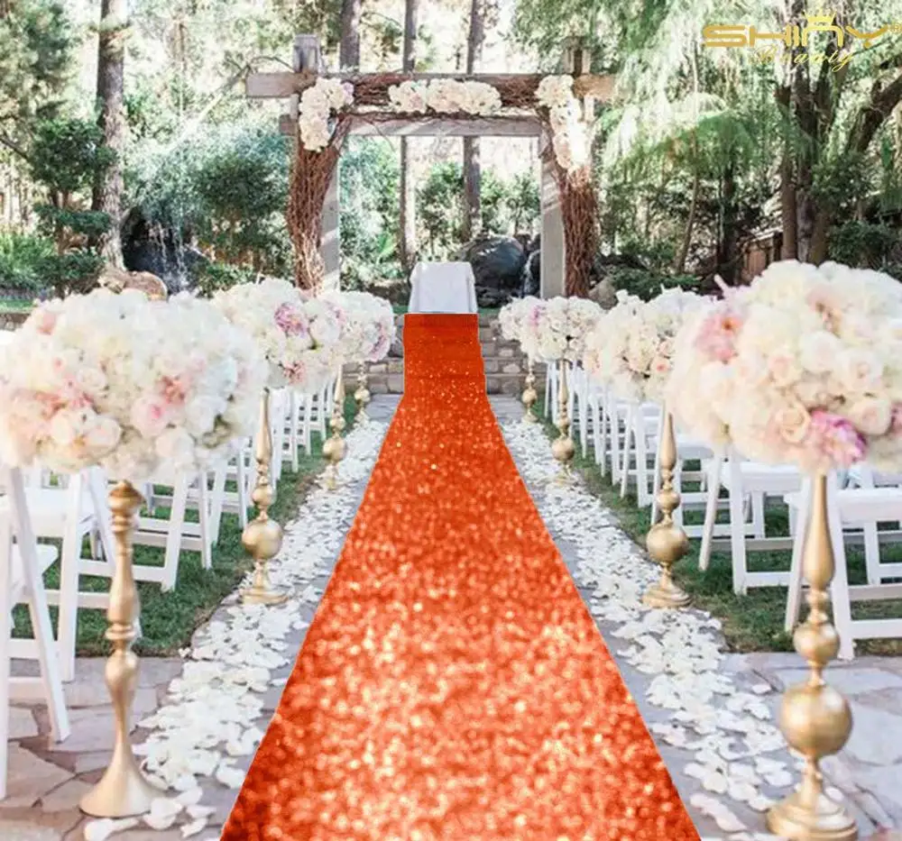 Зеленый лайм прохода бегунок ткань 4FTx60FT открытый и Крытый свадебный ковер блеск прохода бегунов для свадьбы пол Decoration-M1025 - Цвет: Orange