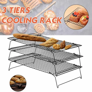 

3 Tier Foldable Cooling Rack Metal Cake Cookie Biscuits Bread Cooling Rack Net Mat Holder Dryer Cooler for Baking And Grilling