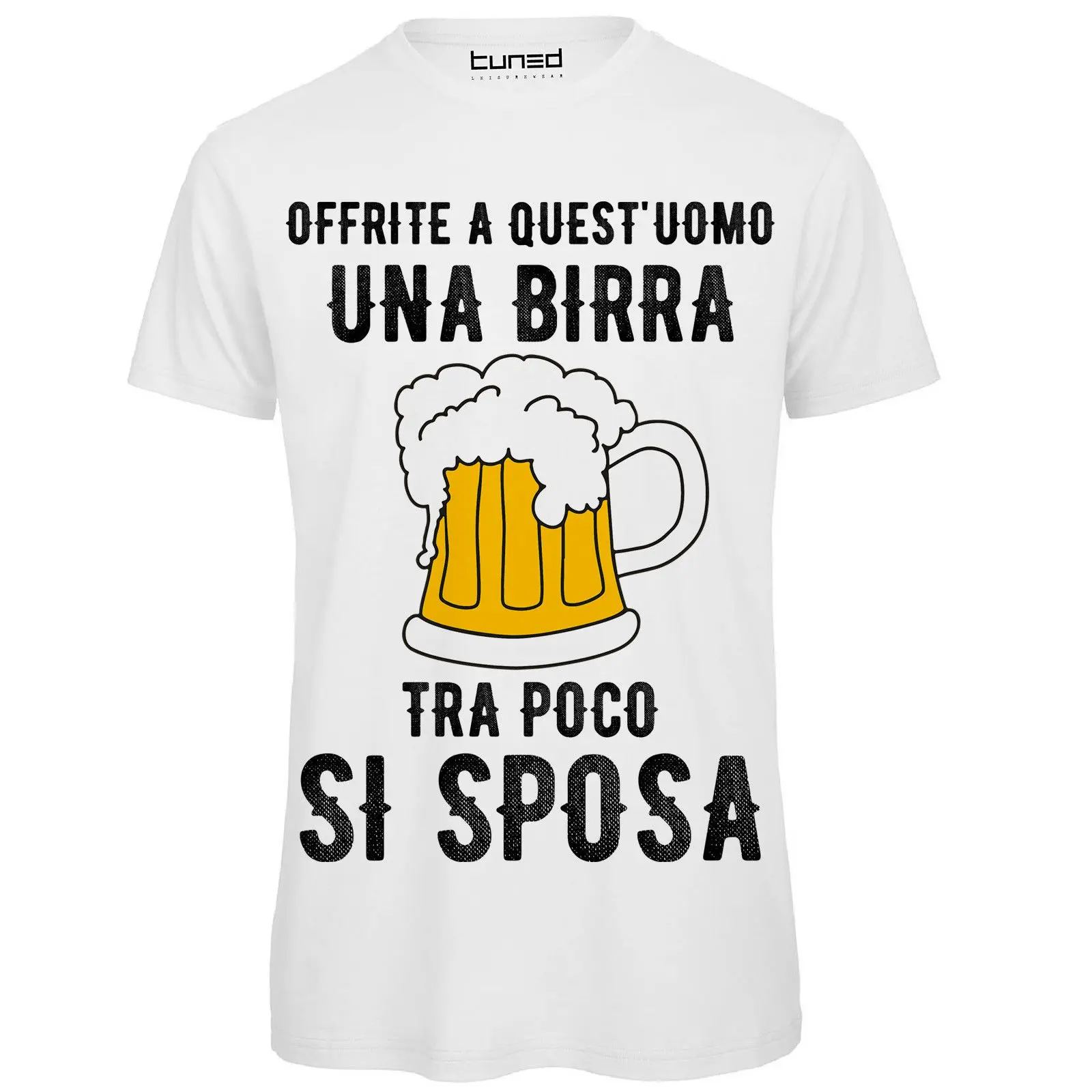 Футболка с принтом тематики &quotUomo Magliette Addio Аль Celibato Offrite Una Birra см Высота: Sposo летние