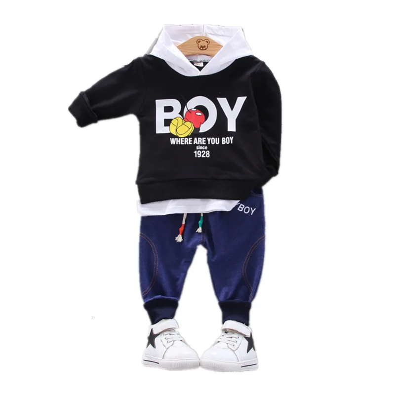 

Spring Autumn Children Casual Clothes Suit Baby Boys Girls Letter Hooded T Shirt Pants 2pcs/sets Kids Infant Fashion Sportswear