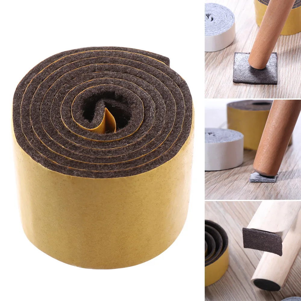 Alfombrilla antideslizante de fieltro autoadhesiva para muebles, Protector de suelo, resistente al desgaste, para mesa, silla, pegatina de parachoques, 1 rollo de 100cm