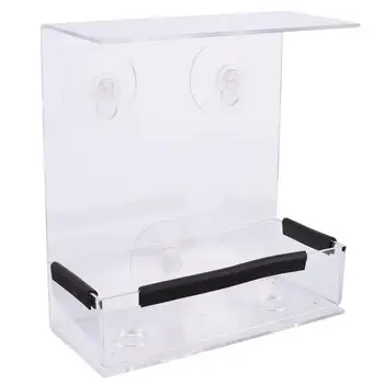

1pc Acrylic Bird Feeder House Shaped Birdcage Food Container Outdoor Transparent Plastic Bird Feeder (Transparent Color)