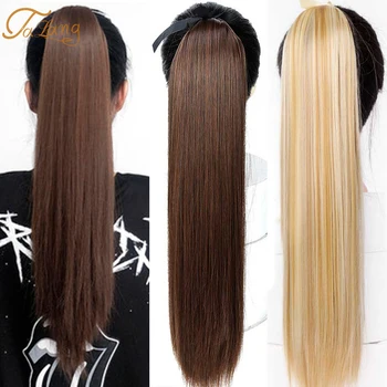 

TALANG Super Long Straight Clip In Tail False Hair Ponytail Hairpiece With Hairpins Synthetic Pony Tail Extensions