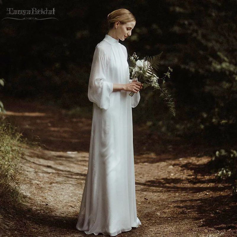 

Halter soft satin wedding dress A Line Simple Beach bridal gowns detachable cape vestido de noivas DW292