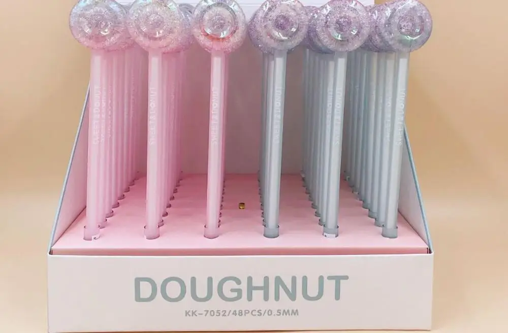 korea crystal Doughnut gel pen cute cartoon neutral pen student prize pen office black writing pen promotion gift pen 48pc/lot