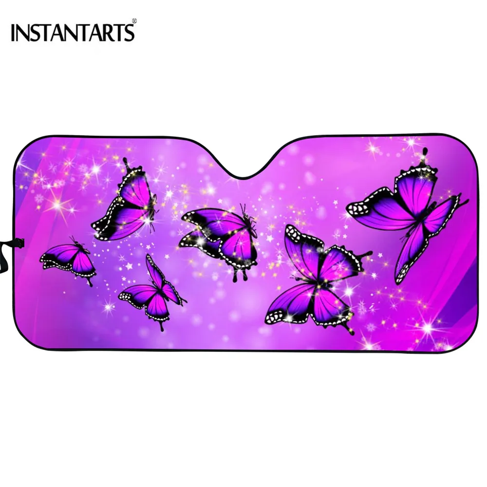 

INSTANTARTS Sunshade for Car Windshield Pink Cute Animal 3D Butterfly Pattern Universal Car Windshield Covers Sun Shade Durable