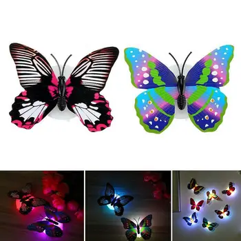 

2Pcs Color Changing Butterfly LED Night Light Wall Lamp Bedroom Kids Room Decor Christmas Ornament navidad christmas decoration