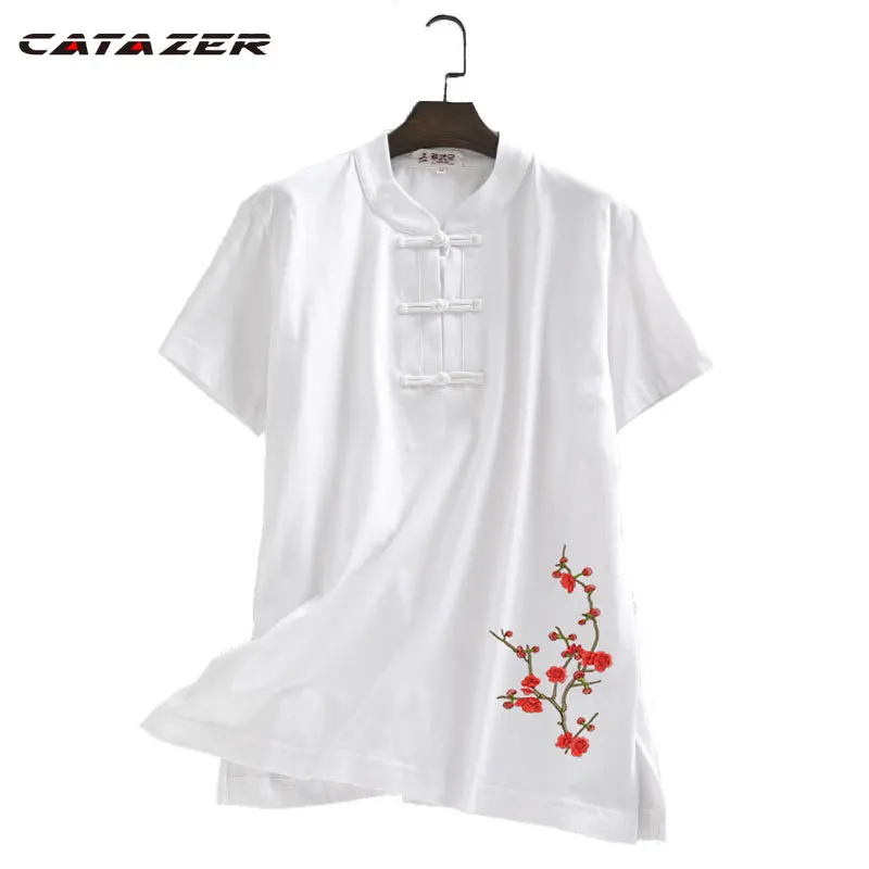 Catazer Tai Chi Uniform Kung Fu Uniform Short Sleeve Traditional Chinese Clothing for Women Uniform Tang Suit Wing Chun