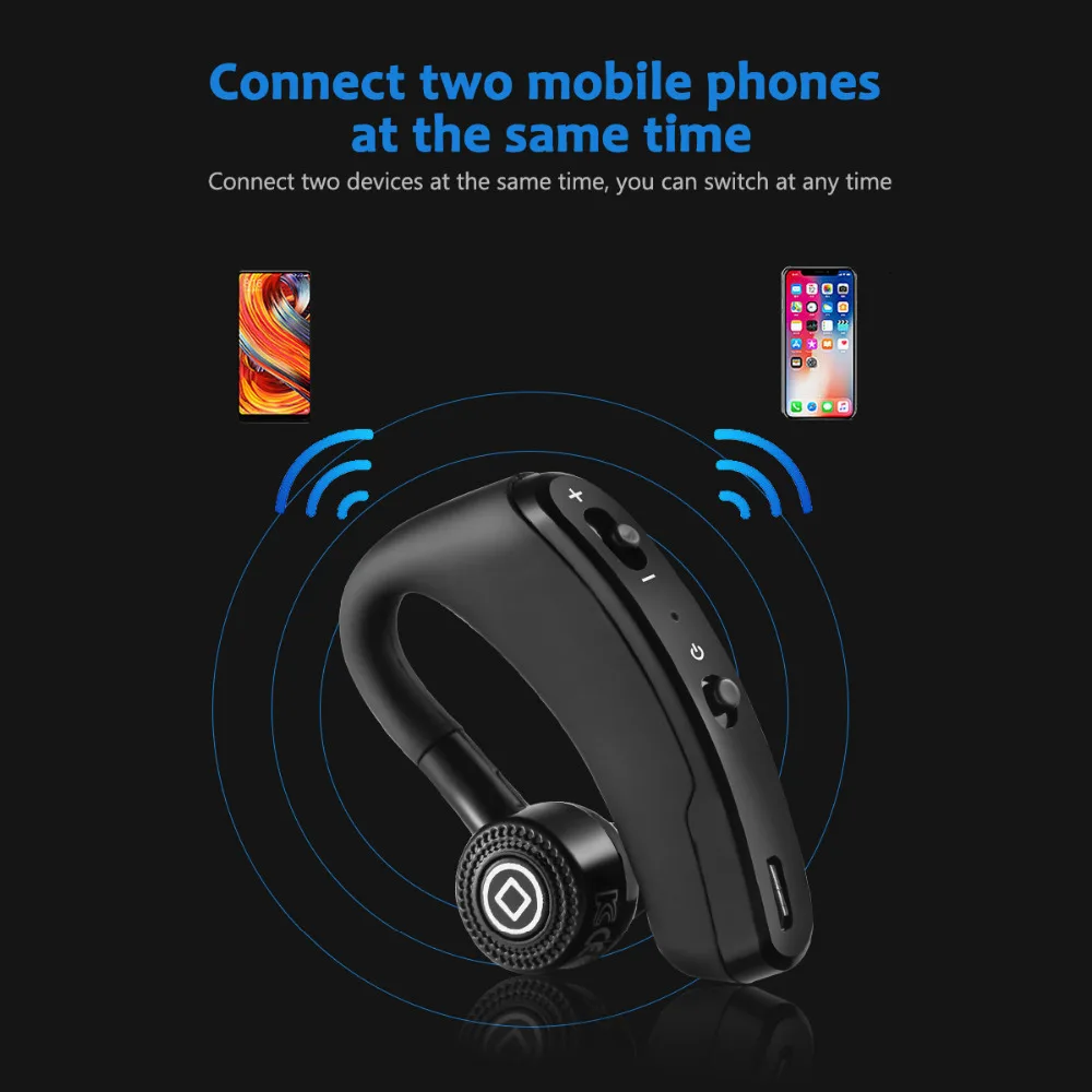 V12 шумоподавление Bluetooth наушники Sstereo Handsfree Беспроводные наушники Smart Car Call бизнес гарнитура Buit-in HD Mic