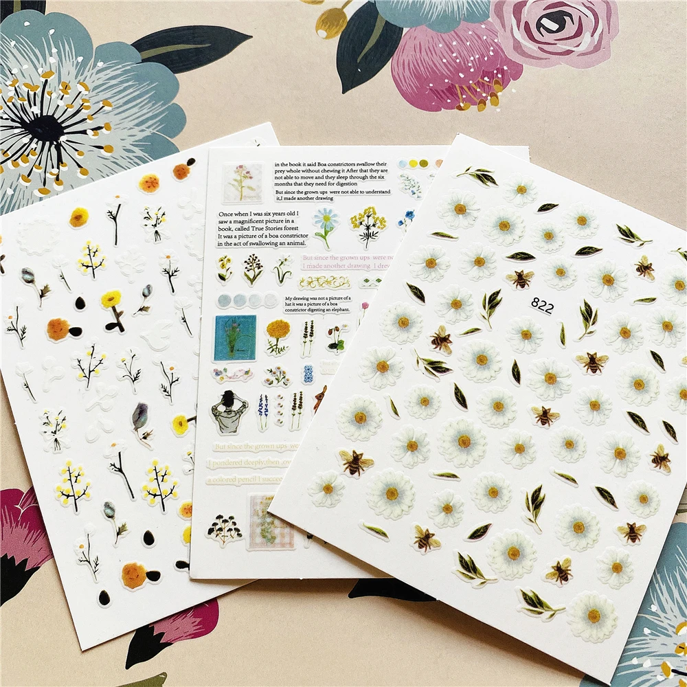 

819-820-822 daisy Flower language 3D Back glue Nail decal Nail sticker Nail decoration Nail art Nail ornament